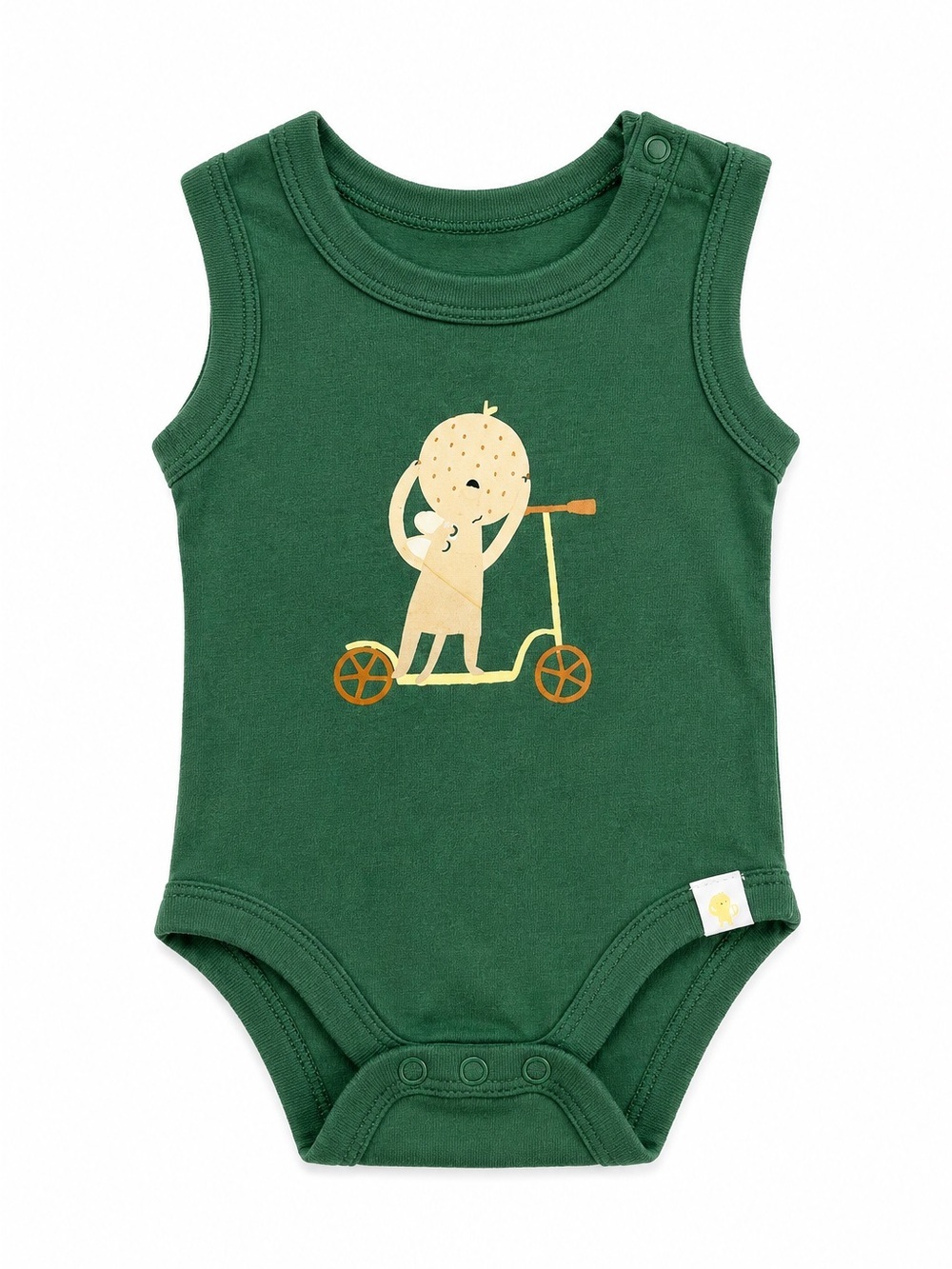 Little Earth Dark Green Baby Tank Onesie with Pink Dino Print